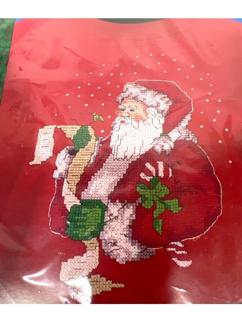 Candamar Designs Holiday Santa Cross Stitch Wearable Kit Vintage Christmas Craft